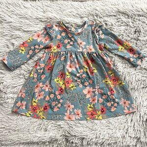 Carter's Blue Long Sleeve Pink and Yellow Floral Print Dress